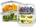 Frischhaltedosen Glas 975ml 3er Mikrowelle 3Pack mit Unterteilung