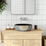 vidaXL Aufsatzwaschbecken Schwarz und Braun Rund &Oslash;41x14 cm Keramik