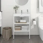 vidaXL Badezimmer Waschtischgestell Wei&szlig; 59x38x83 cm Eisen