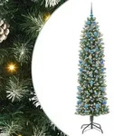 vidaXL K&uuml;nstlicher schlanker Weihnachtsbaum Gr&uuml;n und Wei&szlig; 210 cm