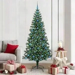 vidaXL K&uuml;nstlicher vorbeleuchteter Weihnachtsbaum Gr&uuml;n 210 cm