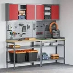 vidaXL 8-tlg. Werkbank-Set Rot Holzwerkstoff und Metall