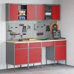 vidaXL 10-tlg. Werkbank-Set Rot Stahl