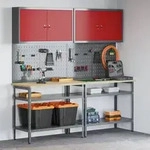 vidaXL 8-tlg. Werkbank-Set Grau Stahl