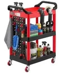 VEVOR Servicewagen Werkstattwagen PP-Rollwagen 810x425x970mm Schwarz & Rot,