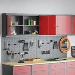 vidaXL 6-tlg. Werkzeugschrank-Set mit Stecktafel Wandmontage Rot