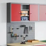 vidaXL 3-tlg. Werkzeugschrank-Set mit Stecktafel Wandmontage Rot
