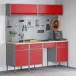 vidaXL 10-tlg. Werkbank-Set Rot Stahl
