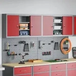 vidaXL 4-tlg. Werkzeugschrank-Set mit Stecktafel Wandmontage Rot