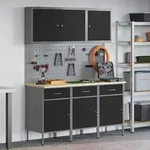 vidaXL 8-teiliges Werkbank-Set Schwarz Stahl