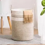 W&auml;schekorb geflochten Baumwolle Griff Z-braun 38cm(D)x50cm(H)