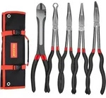 TOOLEAGUE 5-teiliges extra langes Spitzzangen-Set 27,9 cm CR-V Stahl mit Tasche