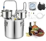 VEVOR Distillieranlage 30 L mit Thumper-Fass Wasserpumpe Thermometer Silber,