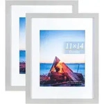 Bilderrahmen Holz 35,6x27,9cm 2 St&uuml;ck Tisch Wand grau 14x11-2P