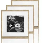 Bilderrahmen 30x30cm quadratisch Eiche Set Passepartout Beige 30x30cm