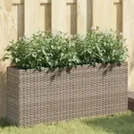 vidaXL Hochbeet mit 2 F&auml;chern Grau 90x20x40 cm Poly Rattan
