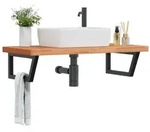 vidaXL Waschbeckenregal Wandmontage Stahl und Massivholz Buche