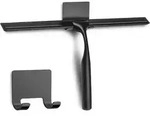 Duschabzieher 30cm Edelstahl Glaswischer selbstklebend Schwarz 30cm