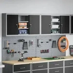 vidaXL 4-tlg. Werkzeugschrank-Set mit Stecktafel Wandmontage Schwarz