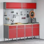 vidaXL 10-tlg. Werkstattschrank-Set mit Stecktafel Rot MDF Metall