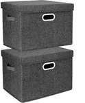 Aufbewahrungsbox Deckel Stoff Kisten 44x30x29cm 2-St&uuml;ck Schwarz