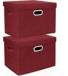Aufbewahrungsbox Deckel Faltbar Stoff Gro&szlig; 44x30x29cm 2-St&uuml;ck Rotwein