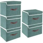 Aufbewahrungsbox faltbar Stoff Deckel 38x25x25 5-St&uuml;ck Aqua Deep