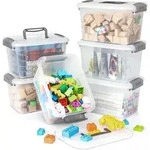6er-Set 5L Aufbewahrungsbox Transparent mit Griff und