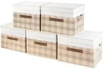 Aufbewahrungsbox faltbar Deckel Patchwork 5-St&uuml;ck Lohfarben-wei&szlig;