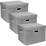 Aufbewahrungsbox Deckel Stoff Kisten 44x30x29cm 3-St&uuml;ck Grau