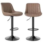 Barhocker 2er Set drehbar h&ouml;henverstellbar Braun in Lederoptik