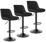 Barhocker 3er Set drehbar h&ouml;henverstellbar Schwarz in Lederoptik