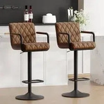Barhocker 2er Set h&ouml;henverstellbar 360&deg; drehbar mit Armlehnen R&uuml;ckenlehne