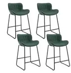 Barhocker 4er Set, Moderne Barstuhl mit Steppdesign R&uuml;ckenlehne aus PU...