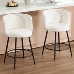 Ya-Home Barhocker 2er Set aus Chenille Barstuhl mit Metallgestell Thekenhocker...