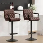 Barhocker 2er Set h&ouml;henverstellbar 360&deg; drehbar mit Armlehnen R&uuml;ckenlehne