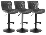 Barhocker 3er Set, h&ouml;henverstellbar, dunkelgrau in Lederoptik