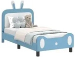vidaXL Kinderbettgestell mit Kopfteil mit Kopfteil Blau 80 x 160 cm PU