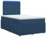 vidaXL LED Boxspringbett mit Matratze Blau 120 x 200 cm Stoff