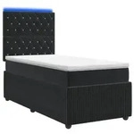 vidaXL LED Boxspringbett mit Matratze Schwarz 90 x 200 cm Samt