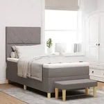 vidaXL Boxspringbett mit Matratze & Bank taupe 90x190 cm Stoff