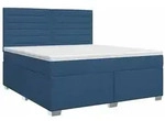 vidaXL Boxspringbett mit Matratze mit Kopfteil Blau 140 x 190 cm Stoff