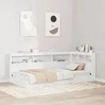 vidaXL B&uuml;cherregal Bett Wei&szlig; 90x190 cm Hergestelltes Holz