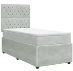vidaXL Boxspringbett mit Matratze Hellgrau 100 x 200 cm Samt