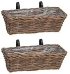 vidaXL H&auml;ngender Blumentopf Korb 2 pcs Braun 48 x 22 x 15 cm