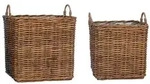 vidaXL Pflanzer Korb mit Speicher 2 pcs Braun Lacak Rattan