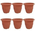 vidaXL Runder Blumentopf 6 pcs Ziegelrot &Oslash; 22 x 18 cm Kunststoff