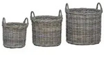 vidaXL Pflanzkorb-Set mit Stauraum 3 St&uuml;ck Kubu Grau Kubu-Rattan