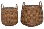 vidaXL Blumentopf K&ouml;rbchen mit Speicher 2 pcs Braun Lacak Rattan