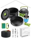 HOMGEN Camping Kochgeschirr Set Aluminium Antihaftbeschichtet Gr&uuml;n